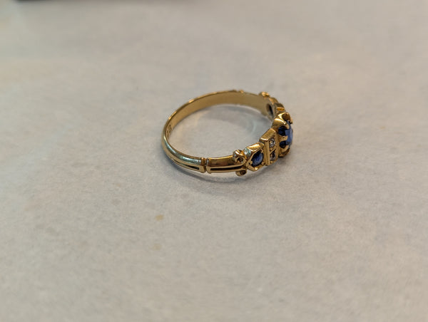 Antique Edwardian 18ct Gold Sapphire & Diamond Ring