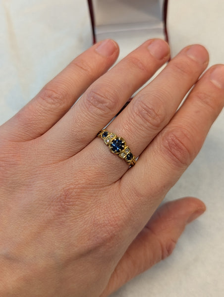 Antique Edwardian 18ct Gold Sapphire & Diamond Ring