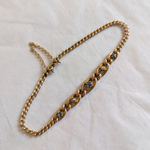 Edwardian 9ct Gold Sapphire & Pearl Bracelet