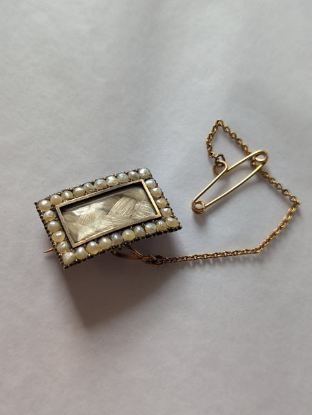 Georgian Gold and Pearl Mourning Brooch