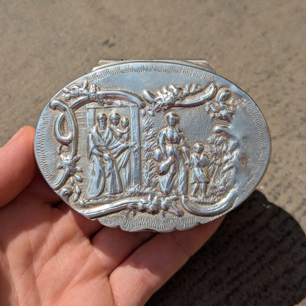 Antique Dutch Silver Snuff Box Biblical Scenes