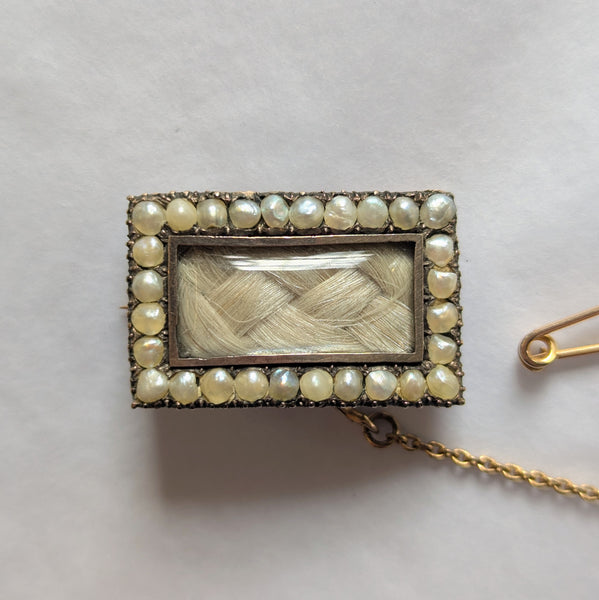 Georgian Gold and Pearl Mourning Brooch