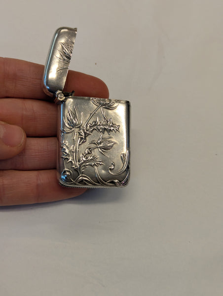 Antique French Art Nouveau Thistle Vesta by Charles Murat