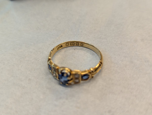 Antique Edwardian 18ct Gold Sapphire & Diamond Ring