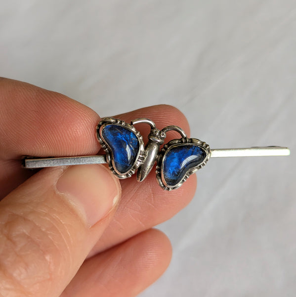 Silver & Butterfly Wing Brooch 1920s