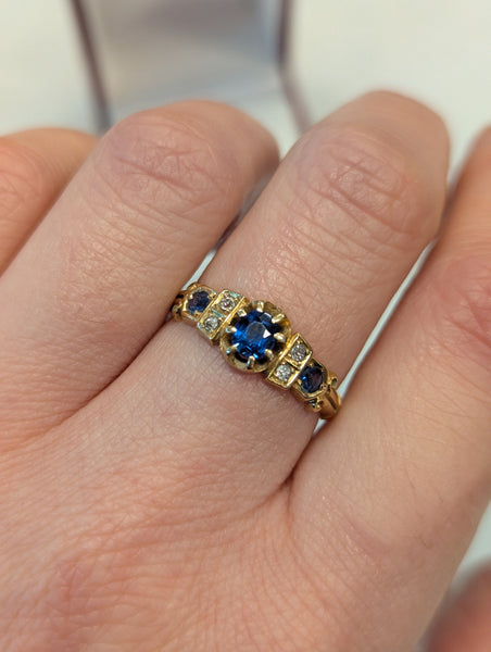 Antique Edwardian 18ct Gold Sapphire & Diamond Ring
