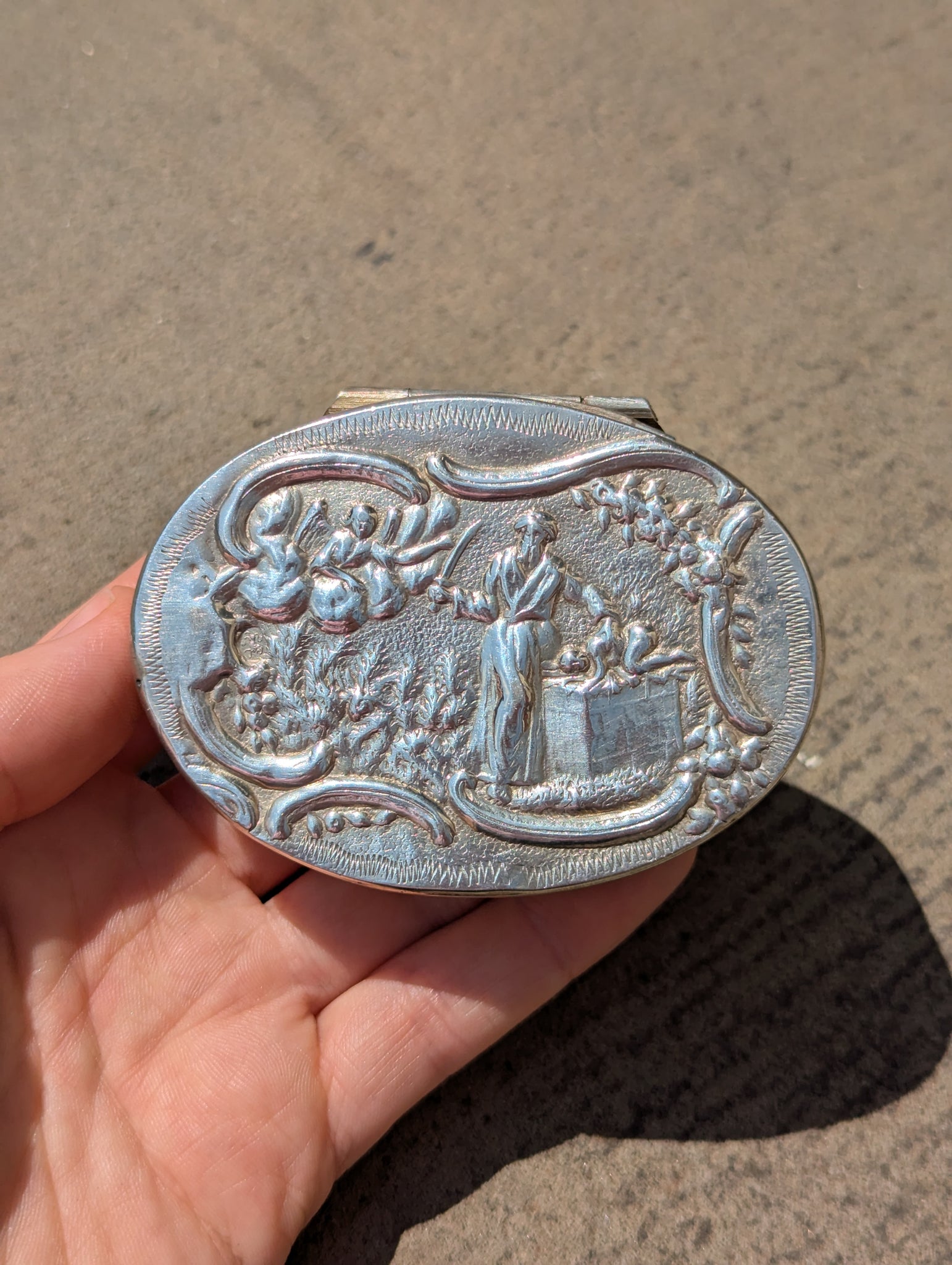 Antique Dutch Silver Snuff Box Biblical Scenes
