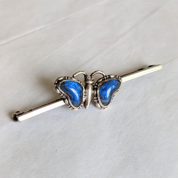 Silver & Butterfly Wing Brooch 1920s