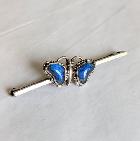Silver & Butterfly Wing Brooch 1920s