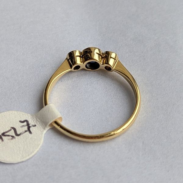 1920s Antique 18ct Gold & Platinum Sapphire and Diamonds Ring Size Q