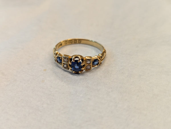 Antique Edwardian 18ct Gold Sapphire & Diamond Ring