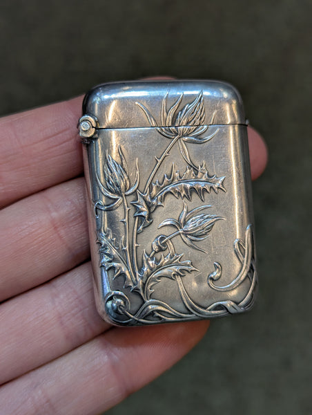 Antique French Art Nouveau Thistle Vesta by Charles Murat