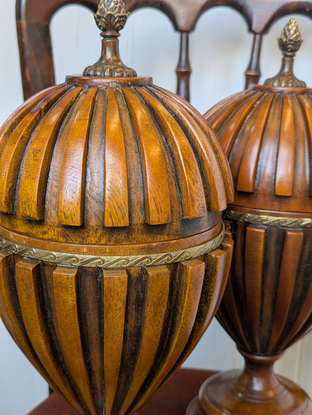 Vintage Regency Style Treen Urns