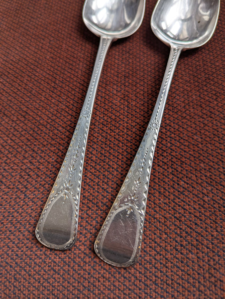 Pair Georgian Sterling Silver Table Spoon London 1801 John Lamb