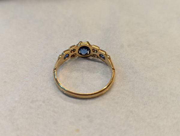 Antique Edwardian 18ct Gold Sapphire & Diamond Ring