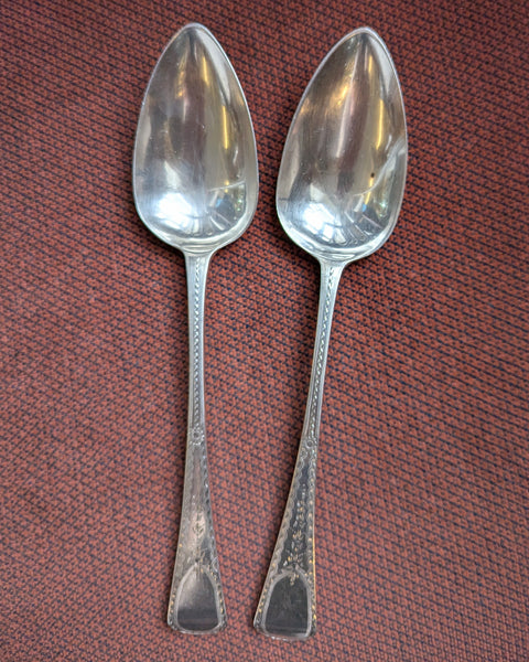 Pair Georgian Sterling Silver Table Spoon London 1801 John Lamb