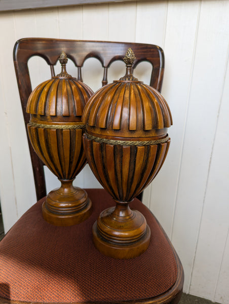 Vintage Regency Style Treen Urns