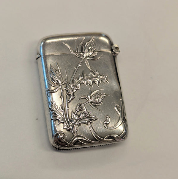 Antique French Art Nouveau Thistle Vesta by Charles Murat