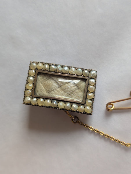 Georgian Gold and Pearl Mourning Brooch