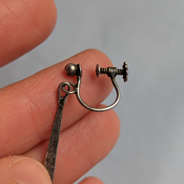 Antique Arts & Crafts Silver Turquoise Drop Earrings