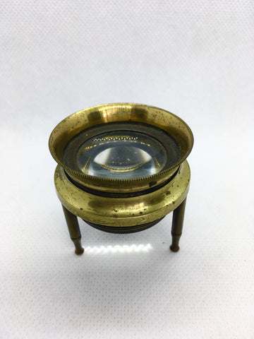 Antique Victorian Brass Tripod Magnifying Glass