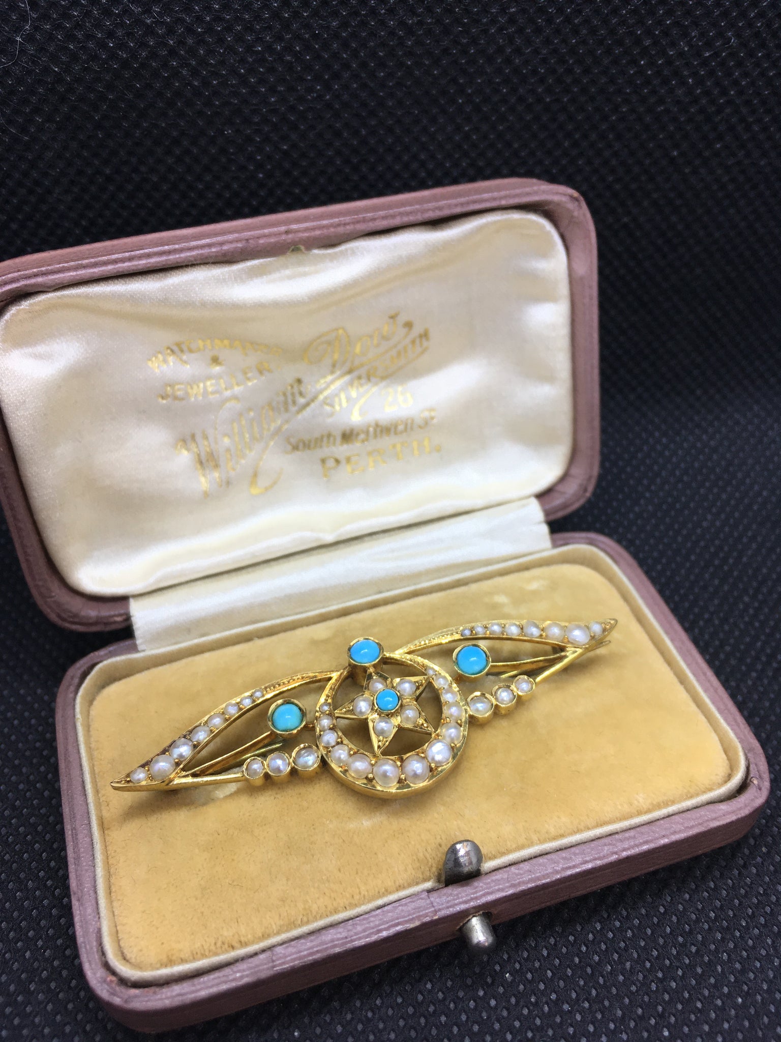 Antique Victorian 18ct Gold, Pearl And Turquoise Brooch