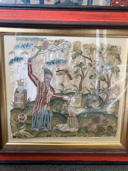 A Lovely Antique 17th Century Framed Silk Work
