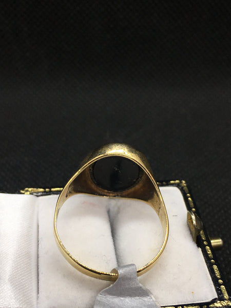 Heavy Vintage 9ct Gold Black Onyx Signet Ring