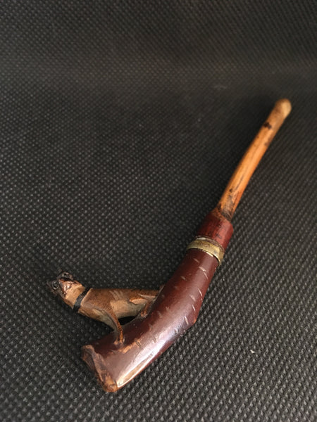 Antique Novelty Carved Wood Dog Pipe