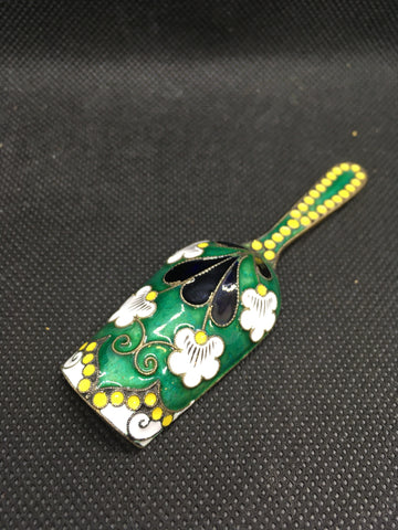 Rare Russian Silver And Enamel Caddy Spoon