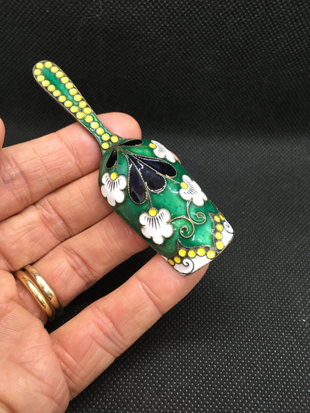 Rare Russian Silver And Enamel Caddy Spoon