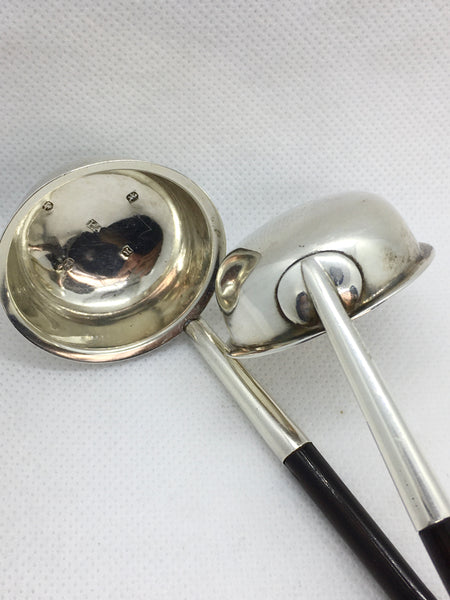 Pair Of Antique Silver Toddy Ladles Glasgow 1834