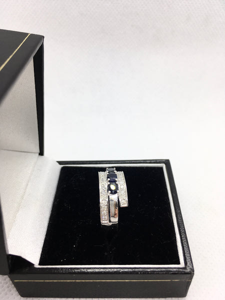 18ct White Gold Sapphire and Diamond Ring