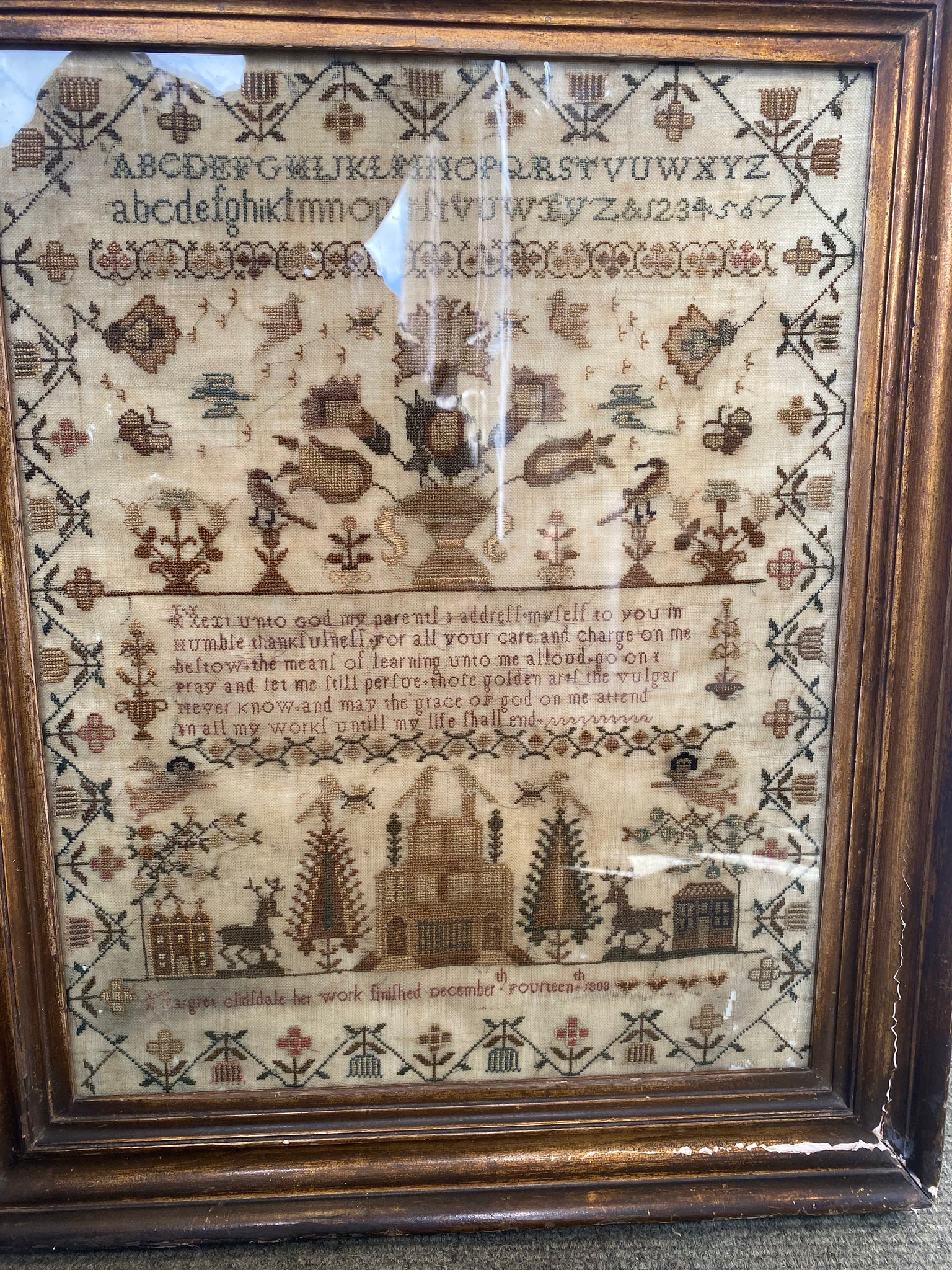 A Stunning Antique Framed Sampler Dated 1808